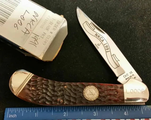 Case XX DB61100 1991 NKCA Saddlehorn knife, jig brown bone handles, 1 of 4000 ^