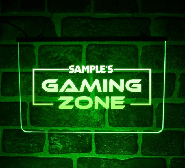 CUSTOM GAMING ZONE LED Neon Light Sign Personalised Game Room Lit Up
