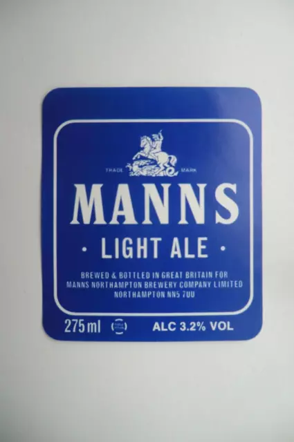 Mint Manns Northampton Brewery Light Ale  Brewery Beer Bottle Label