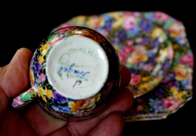 Beautiful Royal Winton Grimwades Chintz Hazel Coffee Trio 3