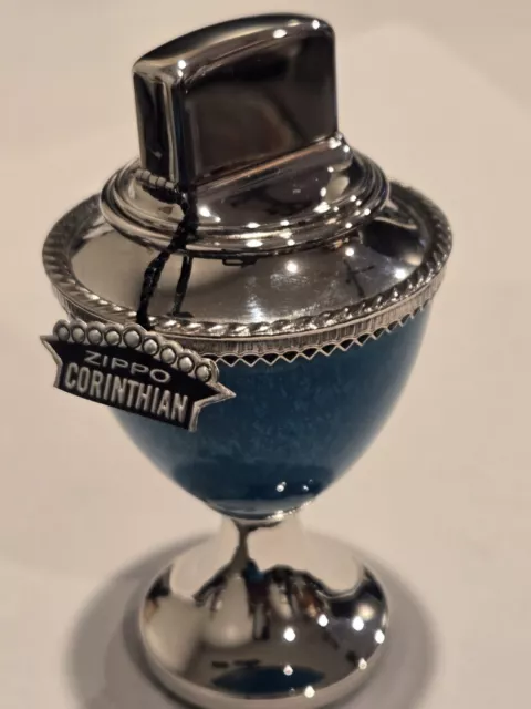 Vintage 1960's Zippo Corinthian Turquoise Table Lighter NEW UNLIT Near Mint Rare