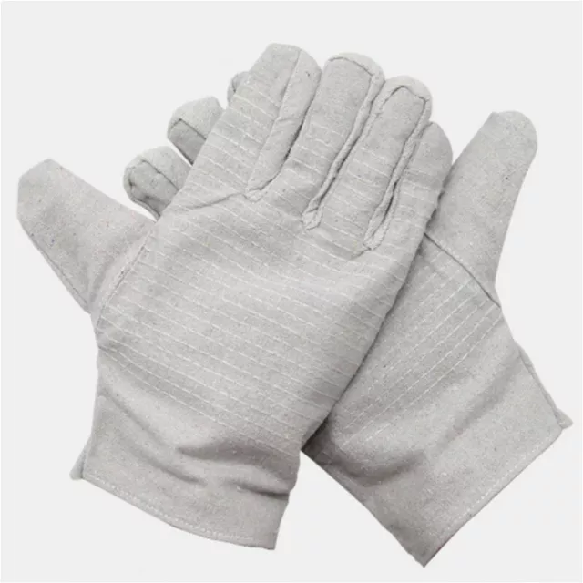 2 Pairs Welding Gloves Canvas Finger Protection Heat Shield Heavy Duty Work