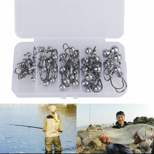 45 Stuck Jigkopf Zander rund Jighead Set Hecht Jigköpfe Rundkopf Jighaken Jigs B