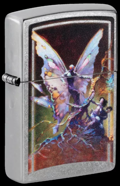 Zippo Windproof Lighter Street Chrome Frank Frazetta Mothman GENUINE NEW & Boxed