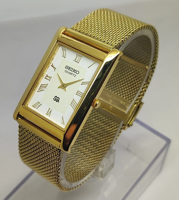 SEIKO QUARTZ SUPER Slim Men Steel Wrist Watch Japan Made Roman