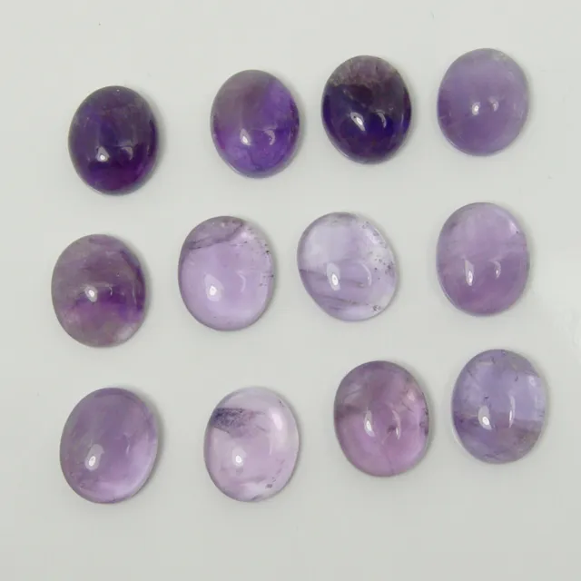 12x10 mm Oval Cabochon Cut Light to Dark Purple Amethyst Loose Gemstone