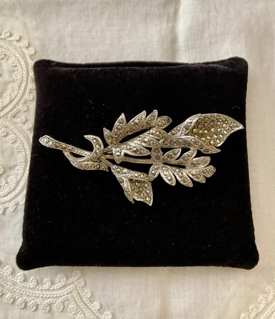 Broche Ancienne Art Nouveau Rose En Argent Signée Lexcellent - Nancy - 7,5 Cm - Bijou Vintage