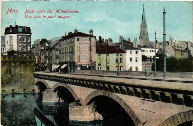 CPA AK METZ Blick nach der Mittelbrucke. Vue vers le pont moyen (454697)