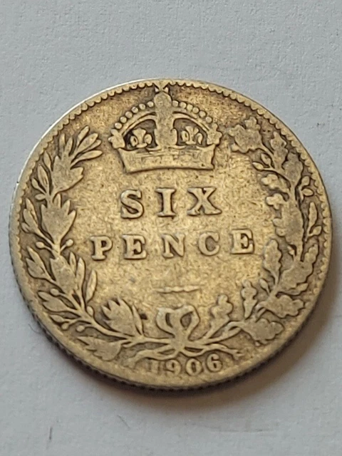 1906 King Edward VII Silver Sixpence Coin