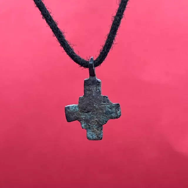 Antique Bronze Cross with Radiance Ancient Pendant Collectible Artifact