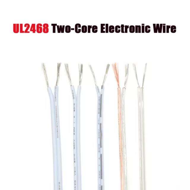 UL2468 Two-Core Wire PVC 18AWG~30AWG Gauge Electronic Wires Tinned Copper Core