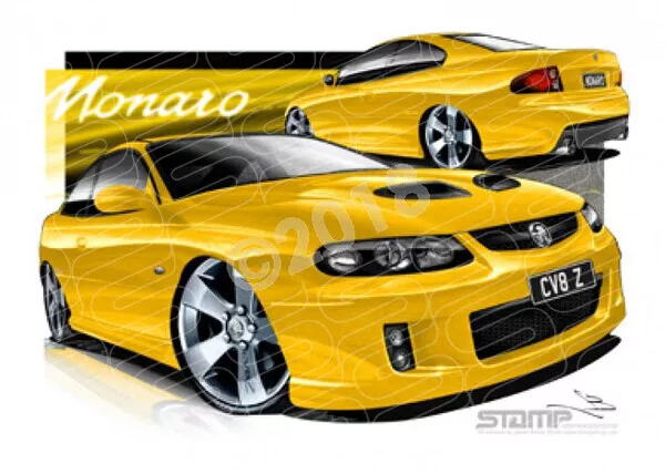 Monaro V2 MONARO CV8Z DEVIL YELLOW A2 FRAMED PRINT (HC94)