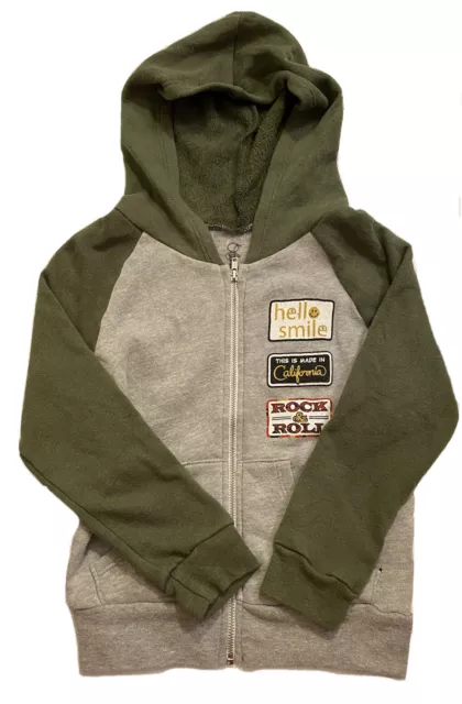 Lauren Moshi Boys Sweatshirt Gray Green Smiley Face Size 4