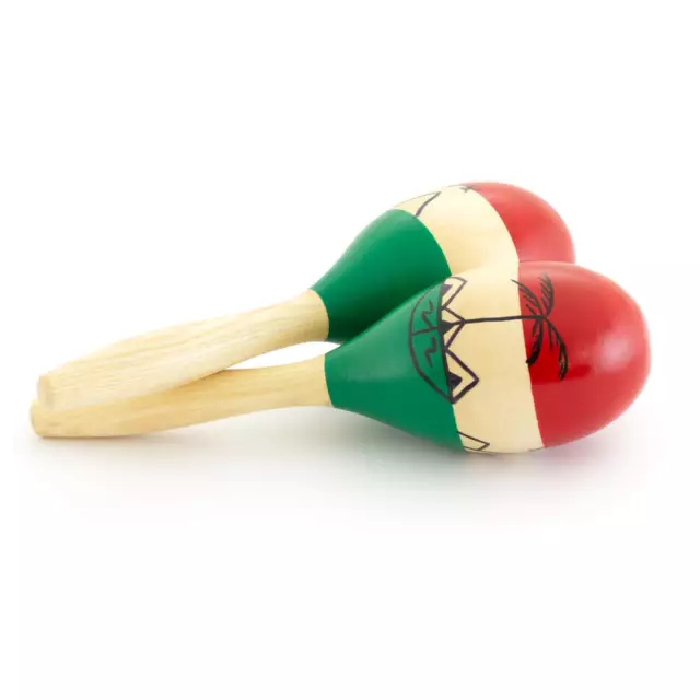 Hand Painted Large Wooden Maracas - Full Size Pair