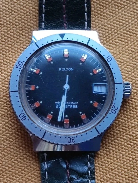 Montre De Plongée Vintage CERNOS Automatique - 20 ATM (200 M), Cadran Marron, Boîtier Acier - Occasion