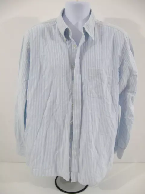 Charles Tyrwhitt Weekend Classic Fit Mens Blue White Cotton Striped Shirt XL