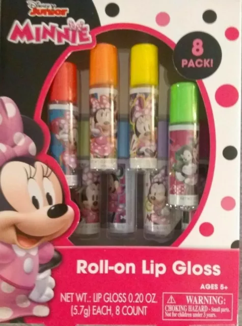 MINNIE MOUSE  Disney Junior Flavored Roll-On Lip Gloss Set 8 Pack.