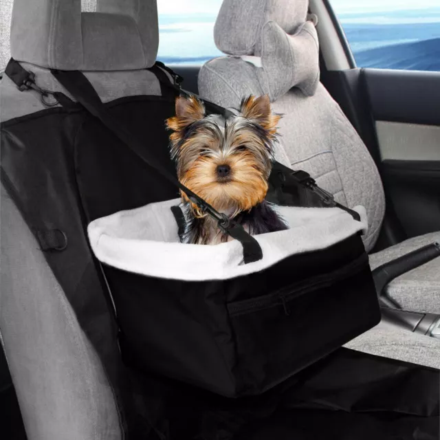 Pet Car Carrier Bed with Safety Belt for Dog/Cat Puppy/Travel Booster Seat Black