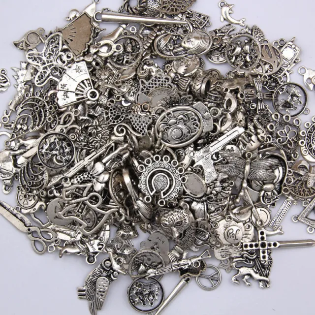 DIY Jewelry Craft Findings Wholesale 100g Antique Tibetan Silver Charms Pendants