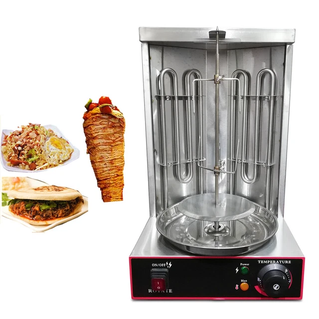 XoTiq Macchina per Doner Kebab a Gas con griglia Verticale per Kebab, Regolazione della Temperatura 50-300 ℃, Vassoio per arrosti Rotante, griglia