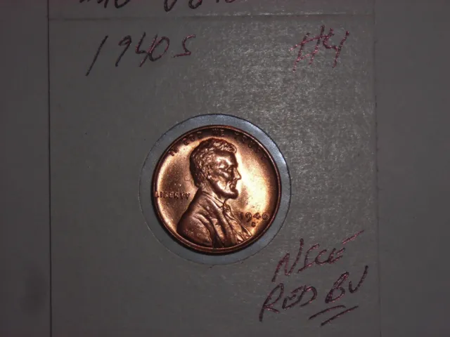 1940 S Lincoln Cent Nice Red Bu Wheat Penny 1940S Coin Lot #4 Great Red Unc