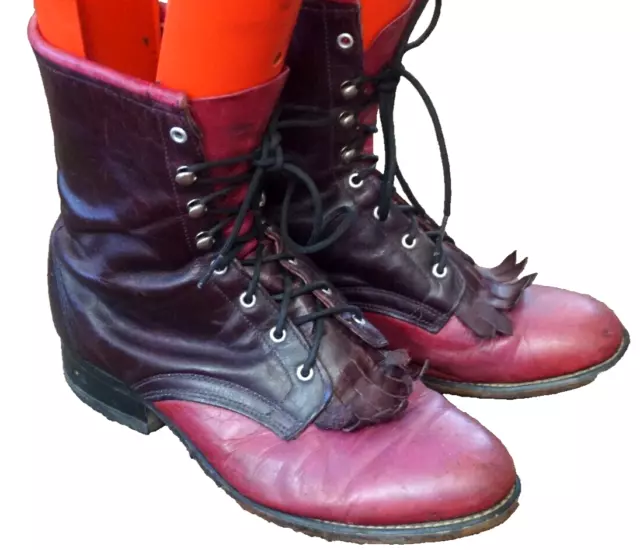 Women's Vintage Laredo kiltie roper western boots purple/pink sz 8 M