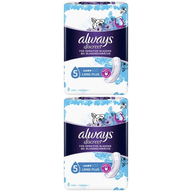 2 x Always Discreet Long Plus Inkontinenz Einlagen 8 Stück