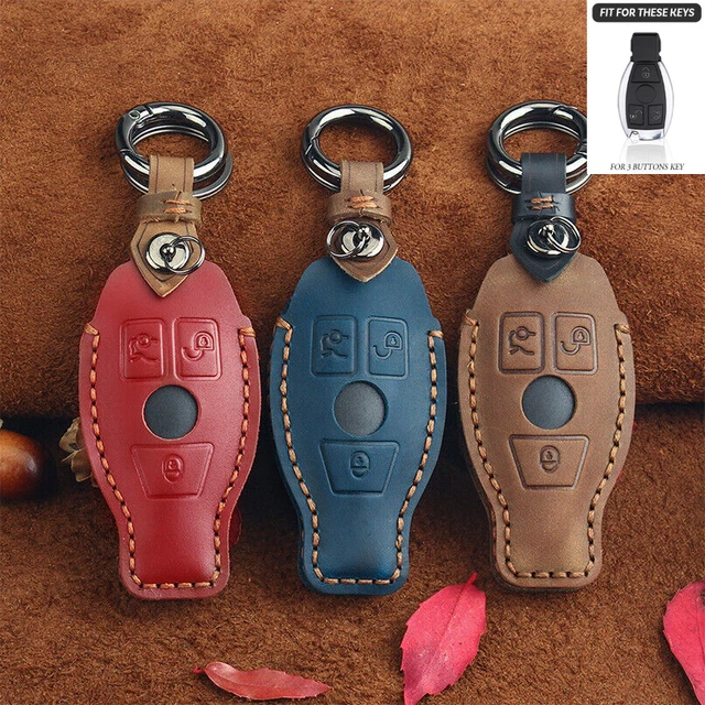 Leather Genuine Car Key Fob Case Cover For Mercedes Benz CLA CLS CLK GLK GLA GLC