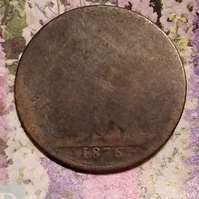 1876 Victoria UK One Penny Coin (1d). Very Collectable!