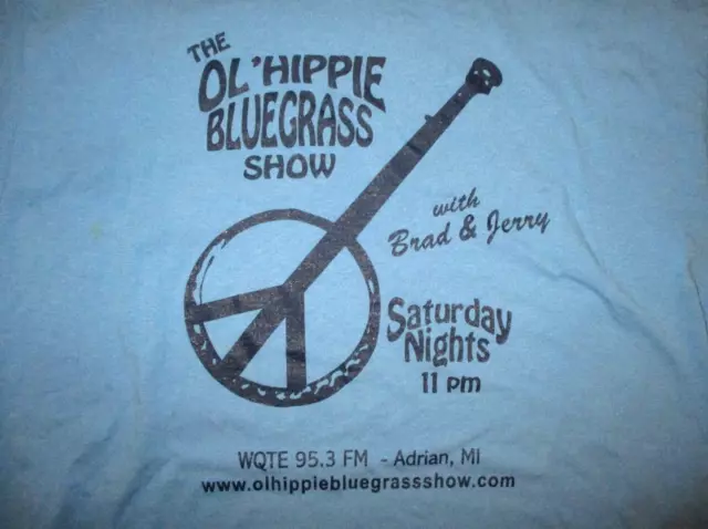 Antiguo Hippie Bluegrass Show Camiseta Paz Letrero Banjo Concierto Música Adrian