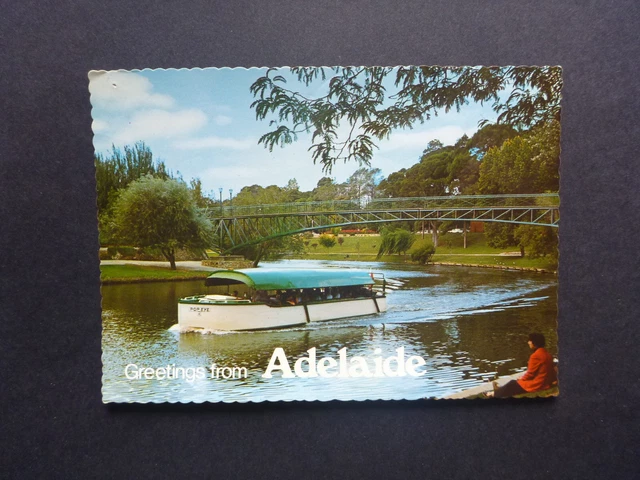 Retro Australian Postcard- Torrens River, Popeye Adelaide