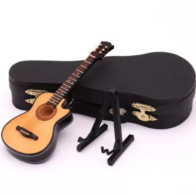 🔥Mini Guitar Dollhouse Miniature Musical Instrument Wooden Model Decor NEW🔥
