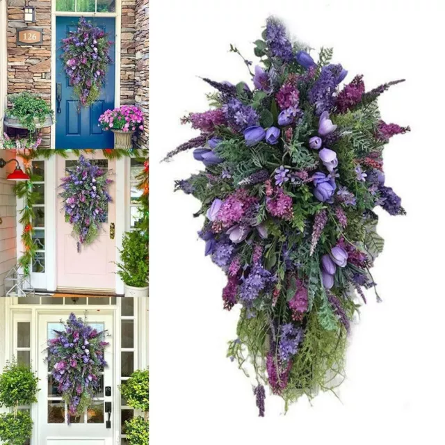 Fiore Ghirlanda Decorazione Porta Giardini Housewarming Ortensie Plastica Purple