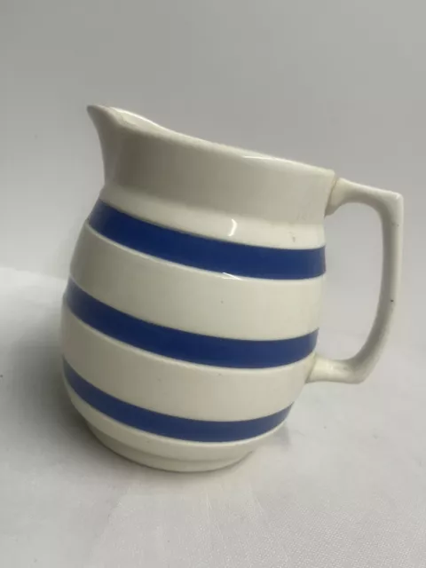 Vintage CHEF WARE Ironstone Staffordshire England BLUE WHITE Striped JUG