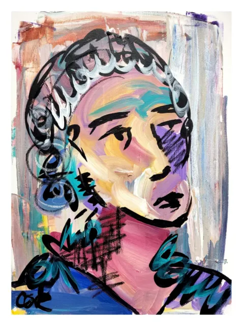 Corbellic Expressionism 12X16 Shower Art Grandma Portrait Original Canvas Woman