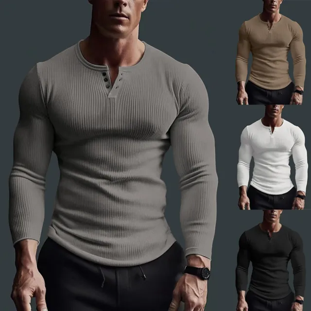 T-shirts de sport gris couche de base spandex pour hommes manches longues haute