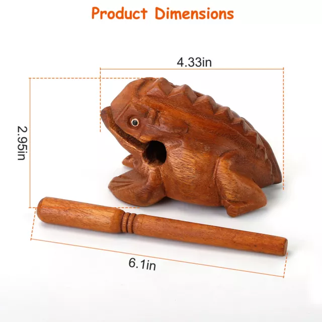 Wooden Frog Musical Percussion  Instrument Handcraft Wood Toy Frog Croaking Fun 3