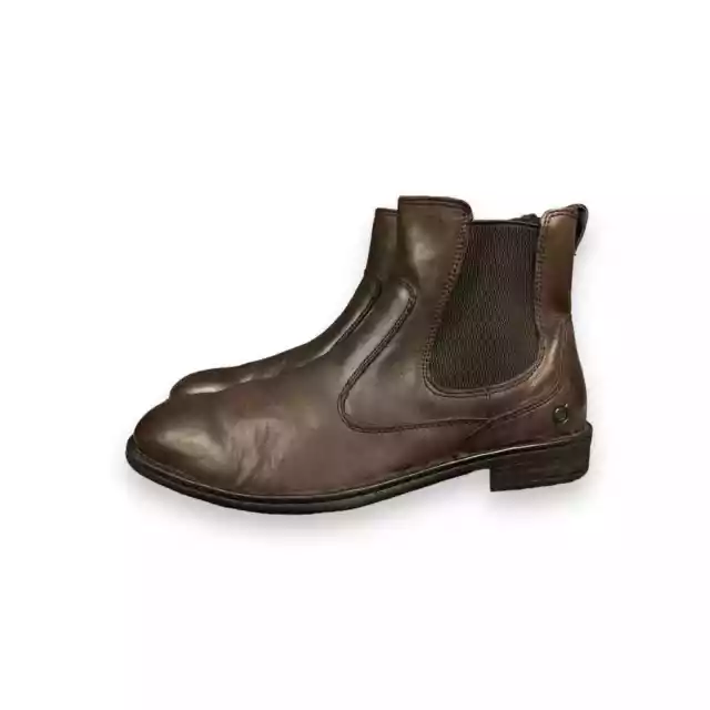 BORN CHELSEA BOOTS Men's 12 Brown Leather Pull On Block Heel Ankle ...