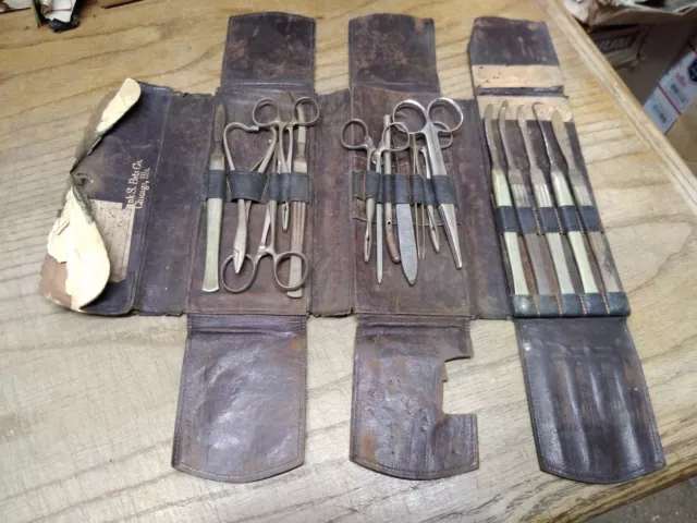 Vtg Frank S Betz Co Physicians Tri Fold 17 Piece Surgical Kit Scalpels Forceps