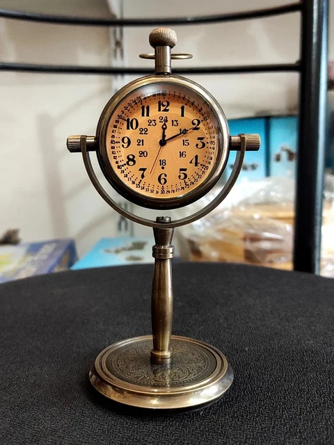 Reloj de mesa antiguo de latón | Reloj de escritorio Victoria London | Reloj de mesa de oficina