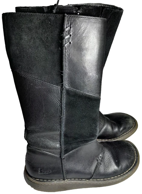 VINTAGE DR MARTENS 3A63 Mid Calf Black Leather Biker Zip Wedge Boots UK Size 6 84.99 PicClick UK
