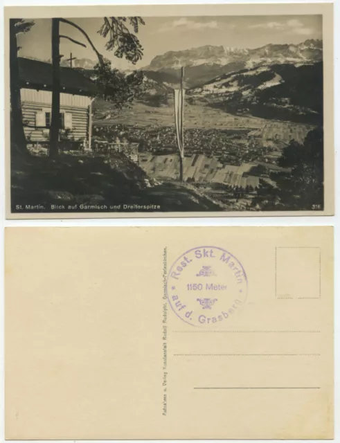 38198 - St. Martin - view of Garmisch - real photo - old postcard
