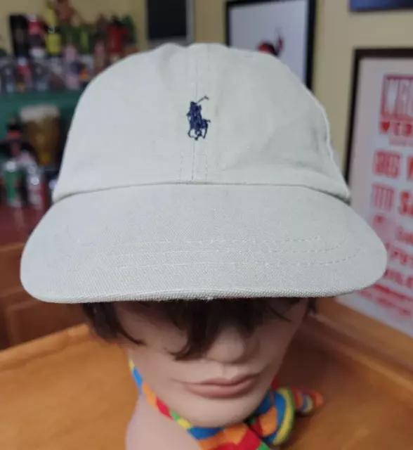 Ralph Lauren Polo Sewn Adjustable Elastic Baseball Cap Hat Kids Youth NICE Khaki