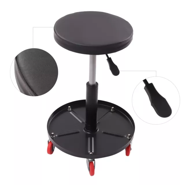 360° Drehbarer Einstellbar Pneumatischer Werkstatthocker mit Ablagetablett Neu