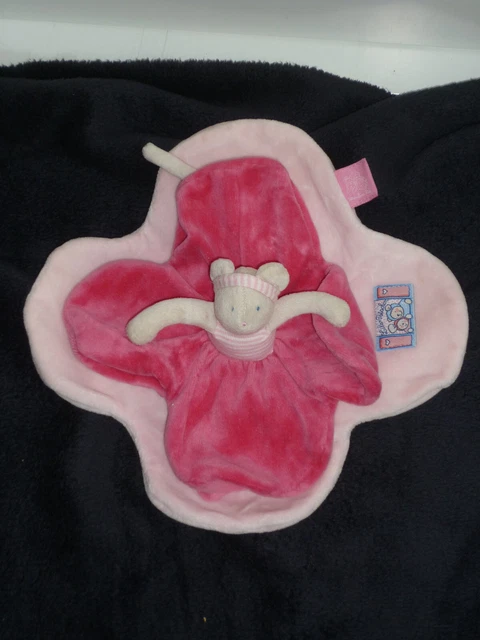 doudou plat rond souris LILA  PATACHON  ROSE FUSHIA COM 9 2