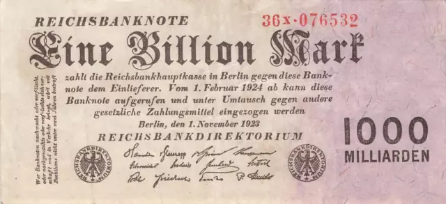 Deutschland Germany Eine Billion Mark 1923 (FZ:X) Ro126b VF