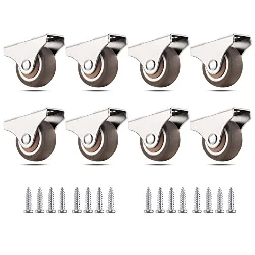 Mini Fixed Caster Wheels 1 inch Silent Ball Bearing Small Casters Wheels Met