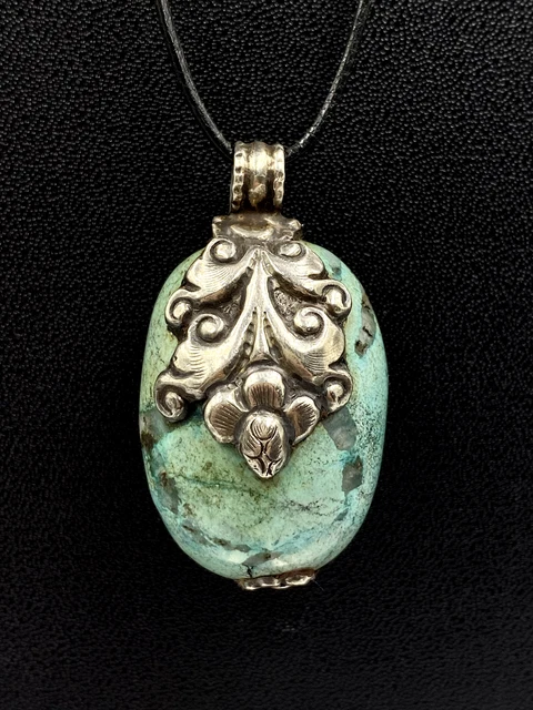 Nativi Argento Sterling Turchese Fiore Ciondolo Navajo 41.1