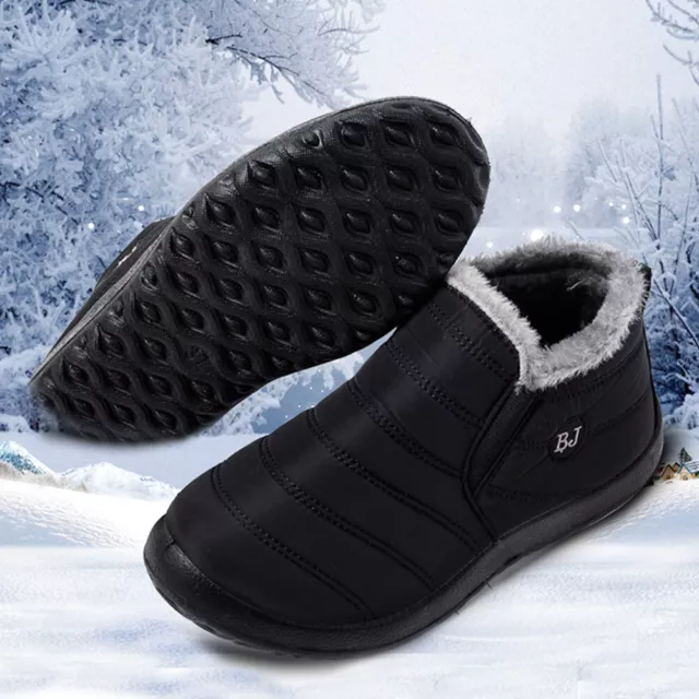 WATERPROOF WINTER SHOES Men Women Plush Warm Snow Ankle Boots Slip On ...