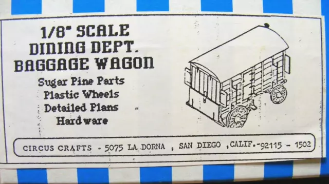 Circus Crafts CW-15  HO Scale  Dining Dept. Baggage Wagon Wood Kit